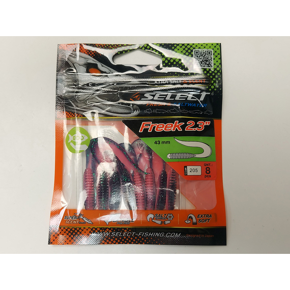 Силикон Select Freek 2.3" col.205 (8 шт/упак), Длина силикона: 2.3" (4.3 см), Расцветка силикона: 205, фото , изображение 7