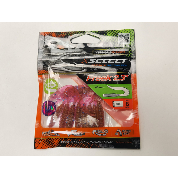 Силікон Select Freek 2.3" col.900 (8 шт/упак), Довжина силікону: 2.3" (4.3 см), Колір силікону: 900, фото , изображение 7