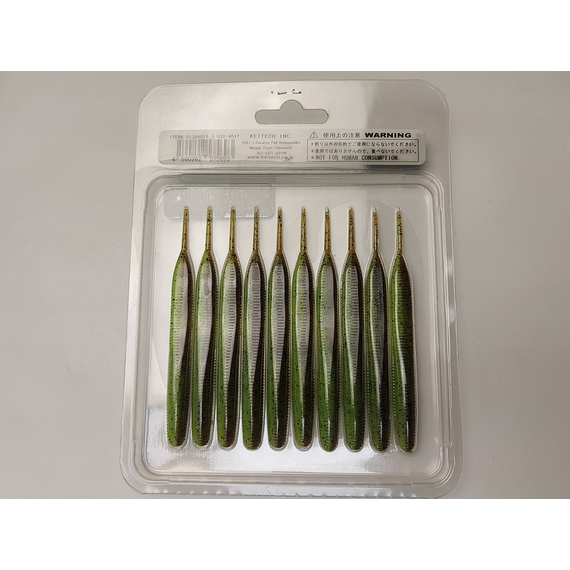 Силикон Keitech Sexy Impact 3.8" (10 шт/упак) ц:401 greenpumpkinpp.chart, Длина силикона: 3.8" (9.7 см), Расцветка силикона: 401 Green Pumpkin/Chartreuse, фото , изображение 8