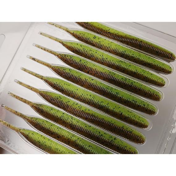 Силикон Keitech Sexy Impact 3.8" (10 шт/упак) ц:401 greenpumpkinpp.chart, Длина силикона: 3.8" (9.7 см), Расцветка силикона: 401 Green Pumpkin/Chartreuse, фото , изображение 7