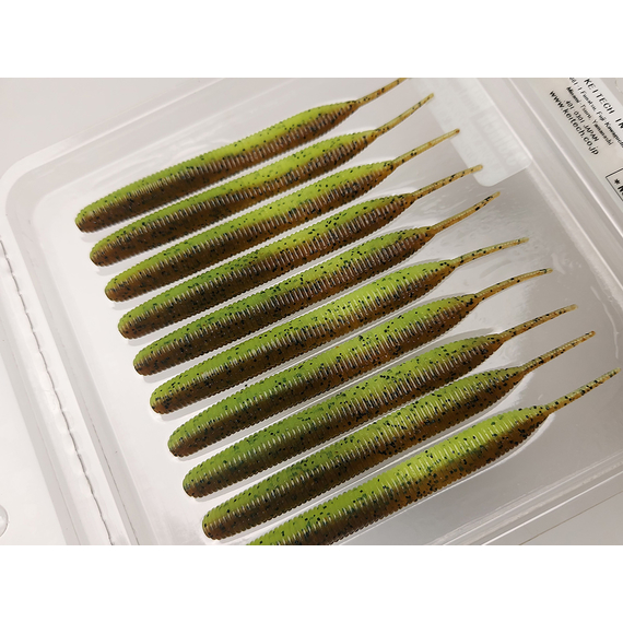 Силикон Keitech Sexy Impact 3.8" (10 шт/упак) ц:401 greenpumpkinpp.chart, Длина силикона: 3.8" (9.7 см), Расцветка силикона: 401 Green Pumpkin/Chartreuse, фото , изображение 9