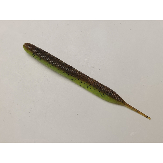 Силикон Keitech Sexy Impact 3.8" (10 шт/упак) ц:401 greenpumpkinpp.chart, Длина силикона: 3.8" (9.7 см), Расцветка силикона: 401 Green Pumpkin/Chartreuse, фото , изображение 3