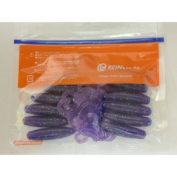 Силікон Reins Fat G-Tail Grub 2" 567 Lilac Silver & Blue Flake (20шт/уп), Довжина силікону: 2.0" (5,08 см), Колір силікону: 567 Lilac Silver&Blue Flake, фото , изображение 8