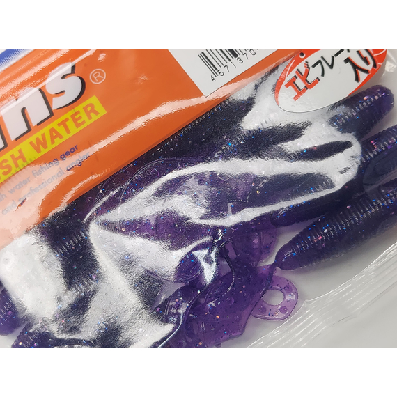 Силікон Reins Fat G-Tail Grub 2" 567 Lilac Silver & Blue Flake (20шт/уп), Довжина силікону: 2.0" (5,08 см), Колір силікону: 567 Lilac Silver&Blue Flake, фото , изображение 6