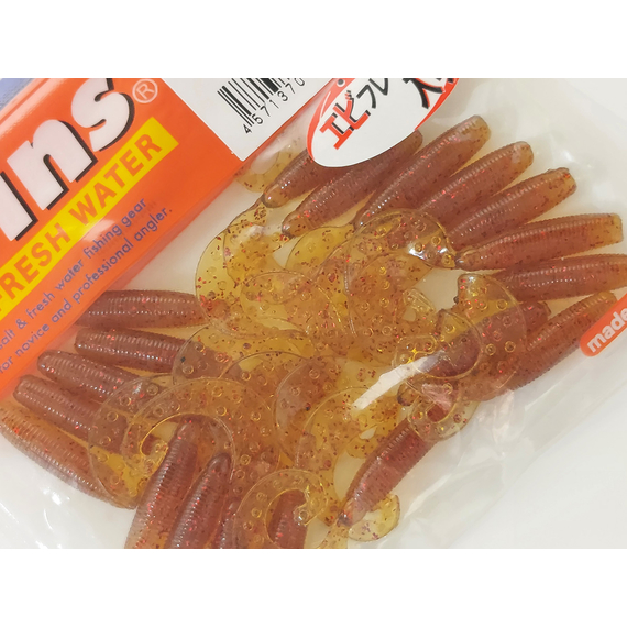 Силікон Reins Fat G-Tail Grub 2" 566 Motor Oil Red Flake (20шт/уп), Довжина силікону: 2.0" (5,08 см), Колір силікону: 566 Motor Oil Red Flake, фото , изображение 12