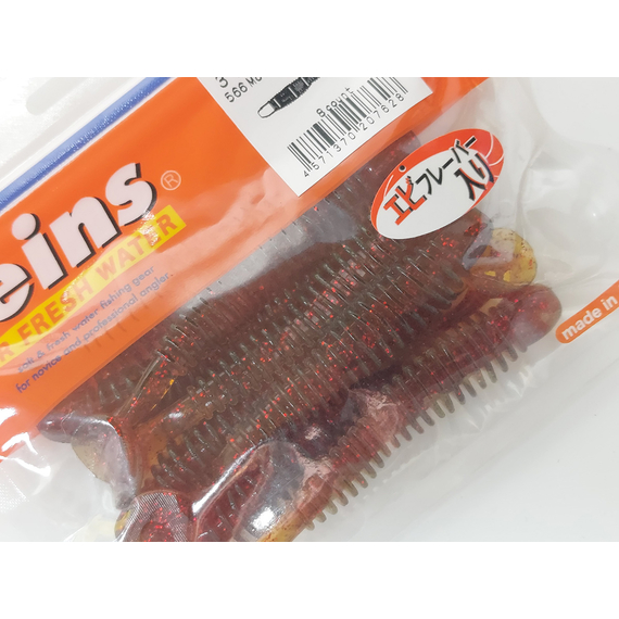 Силікон Reins Bubbling Shad 3" 566 Motor Oil Red Flake (8шт/уп), Довжина силікону: 3.0" (7,62 см), Колір силікону: 566 Motor Oil Red Flake, фото , изображение 3