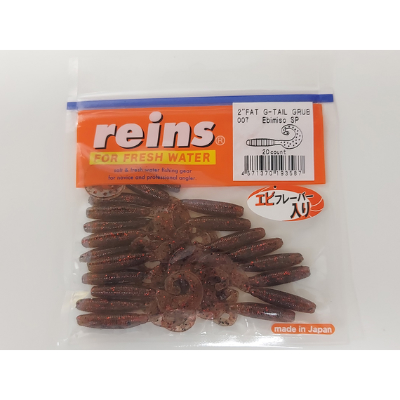 Силикон Reins FAT G TAIL GRUB 3" 007 Ebimiso SP 12шт, Длина силикона: 3.0" (7,62 см), Расцветка силикона: 007 Ebimiso SP, фото , изображение 2