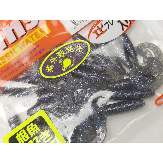 Силикон Reins FAT G TAIL GRUB 2" U004 UV Shad (ультрафиолет) 20шт, Длина силикона: 2.0" (5,08 см), Расцветка силикона: 004 UV Shad (ультрафиолет), фото , изображение 3