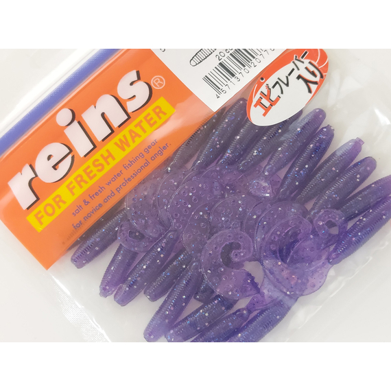 Силікон Reins Fat G-Tail Grub 2" 567 Lilac Silver & Blue Flake (20шт/уп), Довжина силікону: 2.0" (5,08 см), Колір силікону: 567 Lilac Silver&Blue Flake, фото , изображение 3