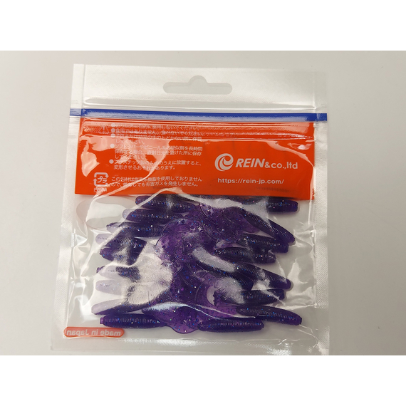 Силікон Reins Fat G-Tail Grub 2" 567 Lilac Silver & Blue Flake (20шт/уп), Довжина силікону: 2.0" (5,08 см), Колір силікону: 567 Lilac Silver&Blue Flake, фото , изображение 4