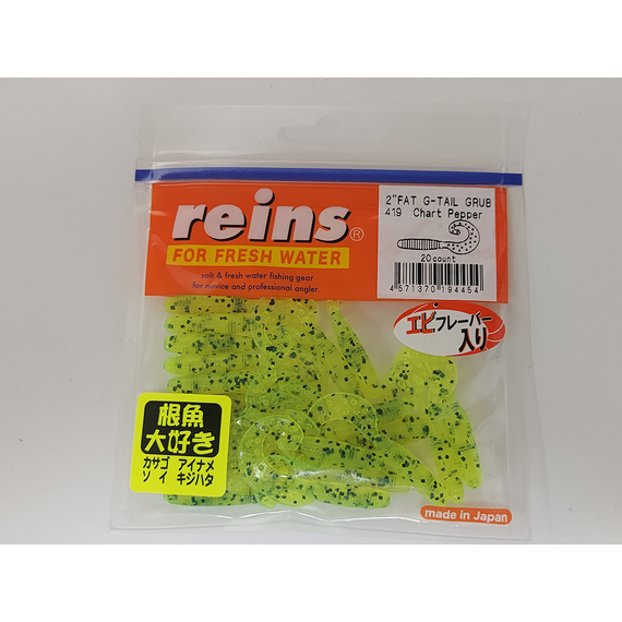Силікон Reins Fat G-Tail Grub 2" 419 Chart Pepper (20шт/уп), Довжина силікону: 2.0" (5,08 см), Колір силікону: 419 Chart Pepper, фото , изображение 2