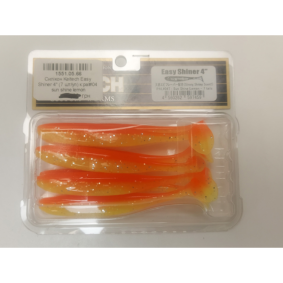 Силікон Keitech Easy Shiner 4" (7 шт/упак), колір:pal#04 sun shine lemon, Довжина силікону: 4" (10.2 см), Колір силікону: PAL#04 Sun Shine Lemon, фото , изображение 14