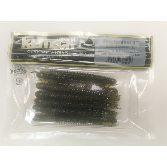 Силікон Keitech Live Impact 3" 12, колір:102 watermelon pp., Довжина силікону: 3" (7.6 см), Колір силікону: 102 Watermelon PP, фото , изображение 5