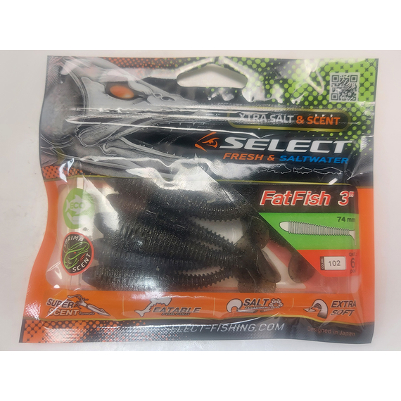 Силикон Select Fatfish 3" col.102 (6 шт/упак), Длина силикона: 3" (7.62 см), Расцветка силикона: 102, фото , изображение 6