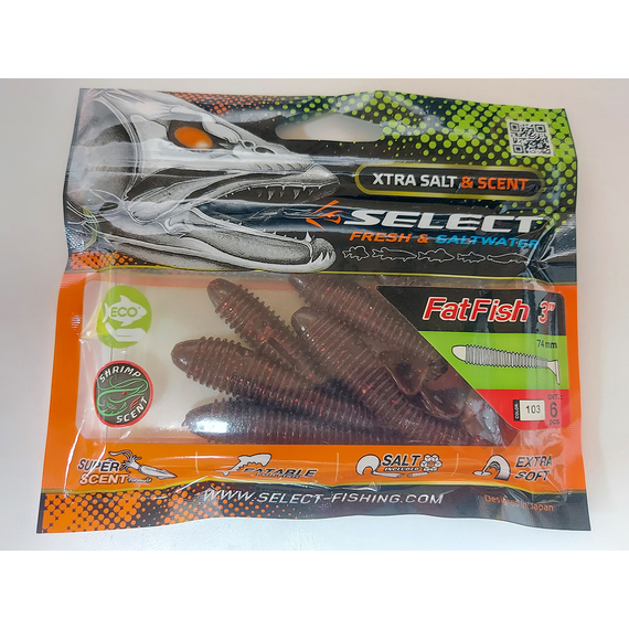 Силикон Select Fatfish 3" col.103 (6 шт/упак), Длина силикона: 3" (7.62 см), Расцветка силикона: 103, фото , изображение 7