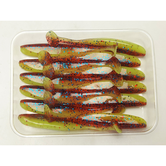 Силикон Keitech Easy Shiner 2" (12 шт/уп) ц:ea#15 grape chart red flk, Длина силикона: 2" (5.1 см), Расцветка силикона: ea#15 grape chart red flk, фото , изображение 6