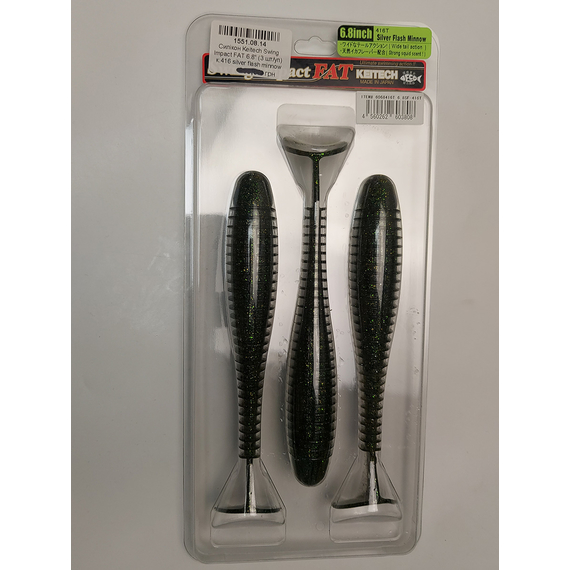 Силикон Keitech Swing Impact FAT 6.8" (3 шт/упак) цвет: 416 silver flash minnow, Длина силикона: 6.8" (17.3 см), Расцветка силикона: 416 Silver Flash Minnow, фото , изображение 5