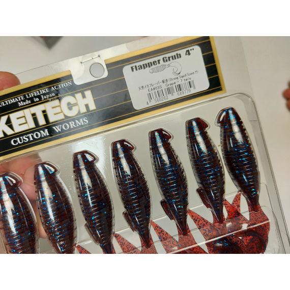 Силікон Keitech Flapper Grub 4" (7 шт/упак), колір:ea#03 grape, Довжина силікону: 4" (10.2 см), Колір силікону: EA#03 Grape, фото , изображение 6