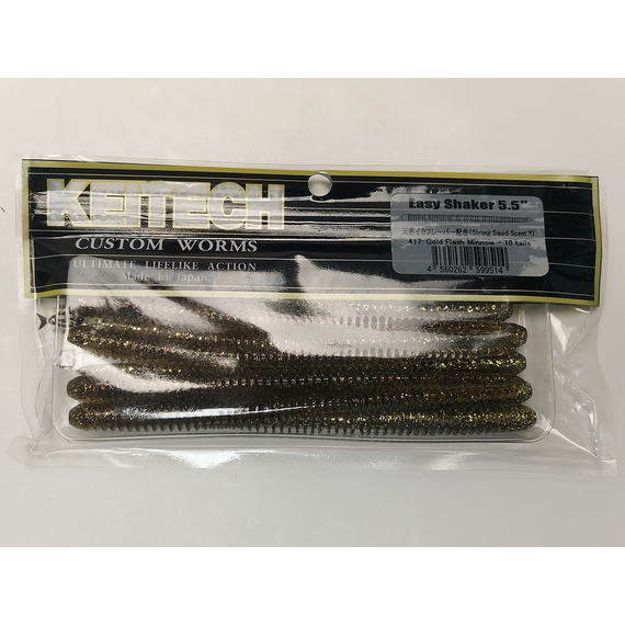Силікон Keitech Easy Shaker 5.5" (10 шт/упак), колір:417 gold flash minnow, Довжина силікону: 5.5" (14 см), Колір силікону: 417 Gold Flash Minnow, фото , изображение 7