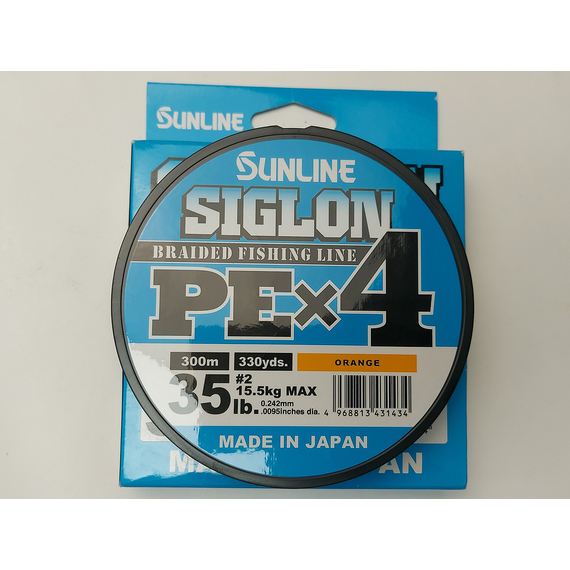 Шнур Sunline Siglon PE х4 300m (помаранч.) #2.0/0.242mm 35lb/15.5kg, Діаметр: #2.0/0.242mm, Розмотування: 300m, Колір: оранжевый, фото , изображение 2