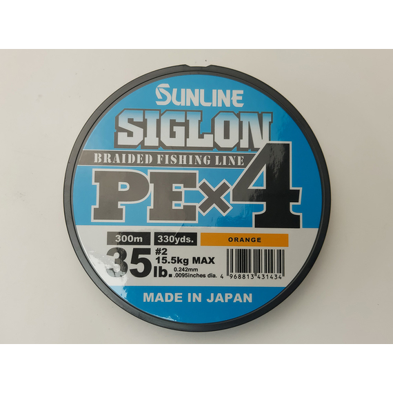 Шнур Sunline Siglon PE х4 300m (помаранч.) #2.0/0.242mm 35lb/15.5kg, Діаметр: #2.0/0.242mm, Розмотування: 300m, Колір: оранжевый, фото , изображение 7