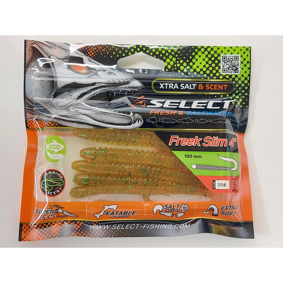 Силикон Select Freek Slim 4" col.006 (5 шт/пак), Длина силикона: 4.0" (10.16 см), Расцветка силикона: 006, фото , изображение 6