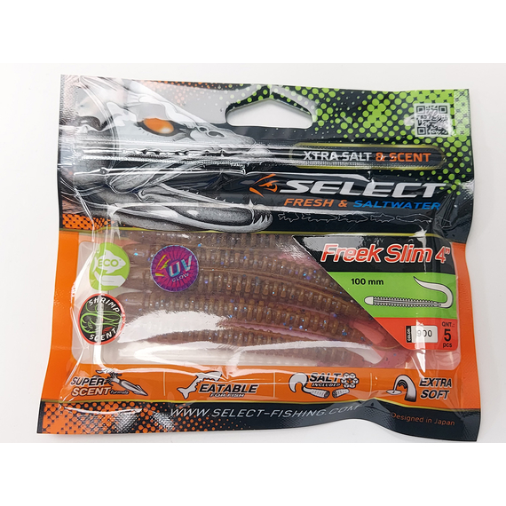 Силікон Select Freek Slim 4" col.900 (5 шт/пак), Довжина силікону: 4.0" (10.16 см), Колір силікону: 900, фото , изображение 6