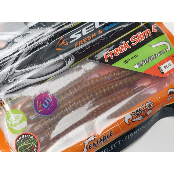 Силікон Select Freek Slim 4" col.900 (5 шт/пак), Довжина силікону: 4.0" (10.16 см), Колір силікону: 900, фото , изображение 8