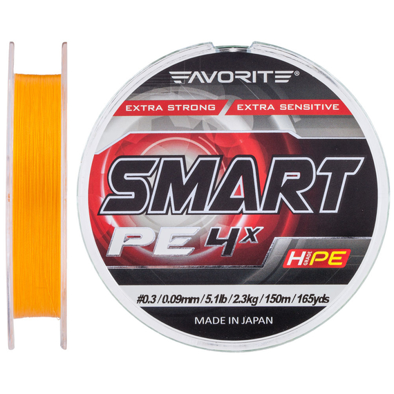 ::FAVORITE:: Шнур Favorite Smart PE 4x 150м (оранж.) #0.3/0.09мм 2.3кг