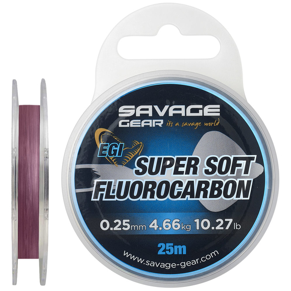 Флюорокарбон Savage Gear Super Soft EGI 25m 0.29mm 6.03kg Pink, фото 