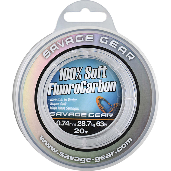 Флюорокарбон Savage Gear Soft Fluorocarbon 20m 0.60mm 21.6kg Clear, фото 