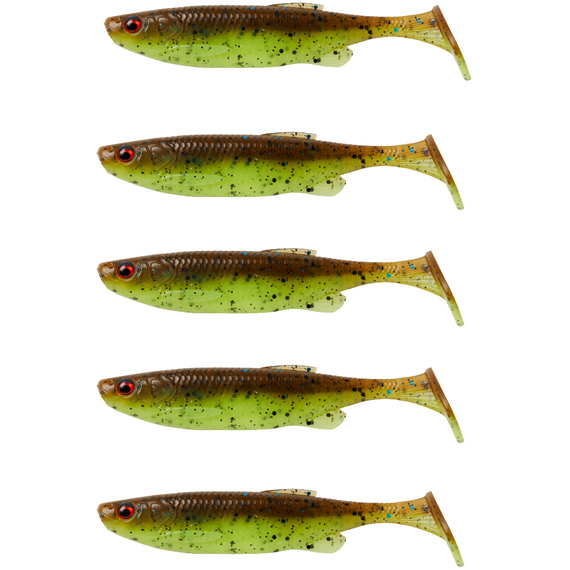 Силікон Savage Gear Fat Minnow T-Tail 90mm 7.0g Chartreuse Pumpkin (5 шт/уп), Довжина силікону: 90mm, Колір силікону: Chartreuse Pumpkin (5 шт/уп, фото 