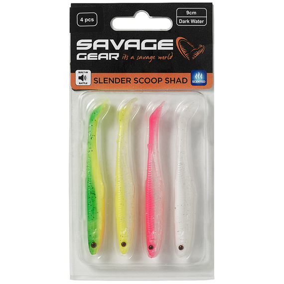 Силікон Savage Gear Slender Scoop Shad 110mm 7.0g Dark Water Mix (4 шт/уп), Довжина силікону: 110mm, Колір силікону: Dark Water Mix, фото , изображение 3