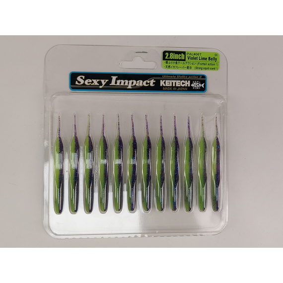 Силікон Keitech Sexy Impact 2.8" (12 шт/упак), колір:pal#06 violet lime berry, Довжина силікону: 2.8" (7.1 см), Колір силікону: PAL#06 Violet Lime Berry, фото , изображение 5