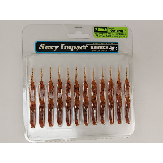 Силікон Keitech Sexy Impact 2.8" 12, колір:ea#01 orange pepper, Довжина силікону: 2.8" (7.1 см), Колір силікону: EA#01 Orange Pepper, фото , изображение 6