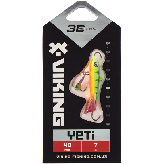 Балансир Viking Fishing Yeti Ice Jig 40mm 7.0g #04 Fire Perch, Розмір/Вага: 40мм/7г, Колір балансиру: #4 Fire Perch, фото , изображение 2