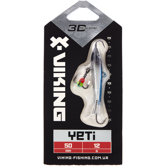 Балансир Viking Fishing Yeti Ice Jig 50mm 12.0g #3 Light Blue Glam, Размер/Вес: 50мм/12г, Колір балансиру: #3 Light Blue Glam, фото , изображение 2