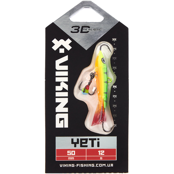 Балансир Viking Fishing Yeti Ice Jig 50mm 12.0g #04 Fire Perch, Розмір/Вага: 50мм/12г, Колір балансиру: #4 Fire Perch, фото , изображение 2
