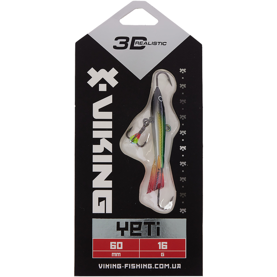 Балансир Viking Fishing Yeti Ice Jig 60mm 16.0g #02 Green Glam, Розмір/Вага: 60мм/16г, Колір балансиру: #2 Green Glam, фото , изображение 2