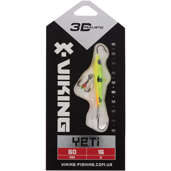 Балансир Viking Fishing Yeti Ice Jig 60mm 16.0g #05 Acid, Розмір/Вага: 60мм/16г, Колір балансиру: #5 Acid, фото , изображение 2