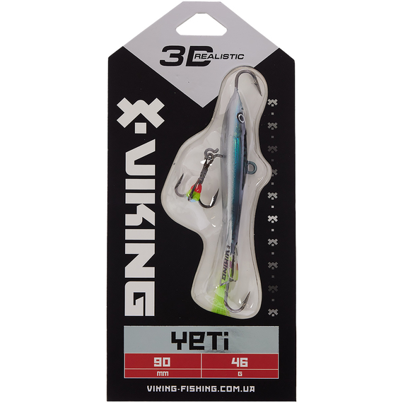 Балансир Viking Fishing Yeti Ice Jig 90mm 46.0g #14 Dark Mackerel, фото , изображение 2