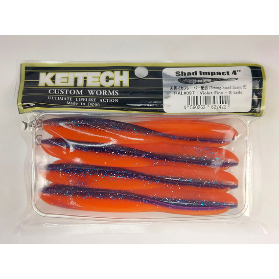 Силікон Keitech Shad Impact 4" (8 шт/упак), колір:pal#09 violet fire, Довжина силікону: 4" (10.2 см), Колір силікону: PAL#09 Violet Fire, фото , изображение 7