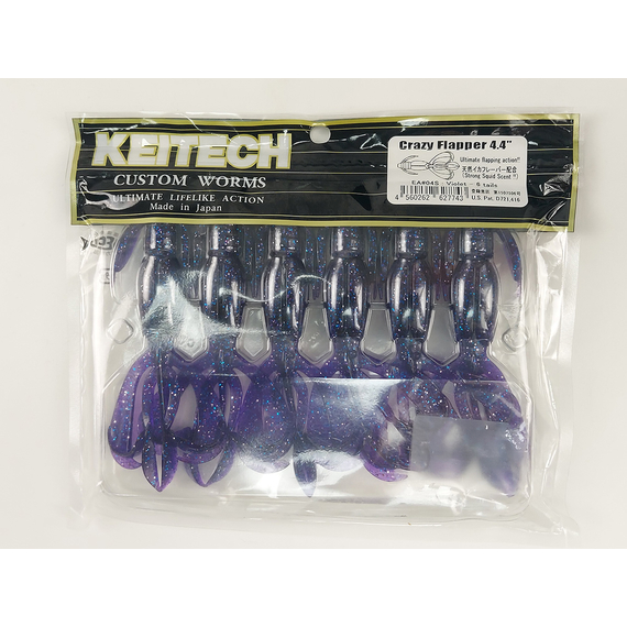 Силикон Keitech Crazy Flapper 4.4" (6 шт/упак) ц:ea#04 violet, Длина силикона: 4.4" (11.2 см), Расцветка силикона: EA#04 Violet, фото , изображение 9