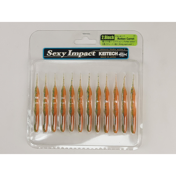 Силікон Keitech Sexy Impact 2.8" (12 шт/упак), колір:pal#11 rotten carrot, Довжина силікону: 2.8" (7.1 см), Колір силікону: PAL#11 Rotten Carrot, фото , изображение 7