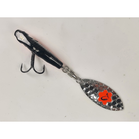 Тейл-спінер Savage Gear 3D Sticklebait Tailspin 80mm 18.0g Black Red, фото , изображение 8