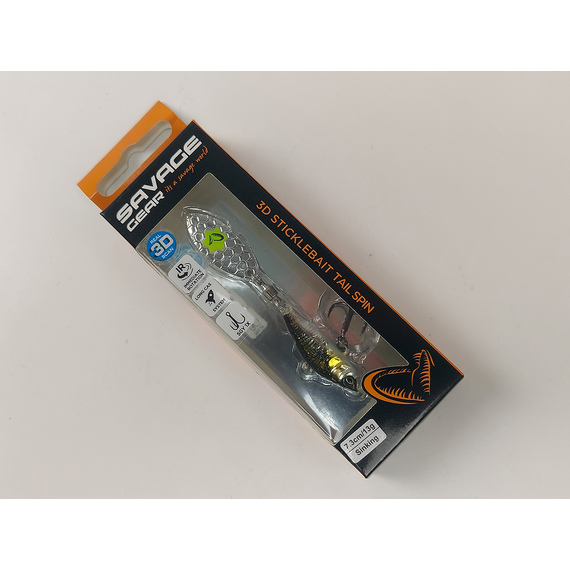 Тейл-спінер Savage Gear 3D Sticklebait Tailspin 73mm 13.0g Green Silver Ayu, фото , изображение 3