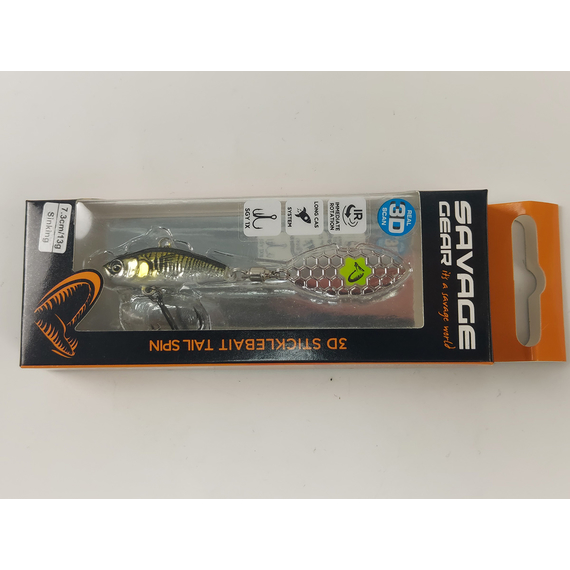 Тейл-спінер Savage Gear 3D Sticklebait Tailspin 73mm 13.0g Green Silver Ayu, фото , изображение 5