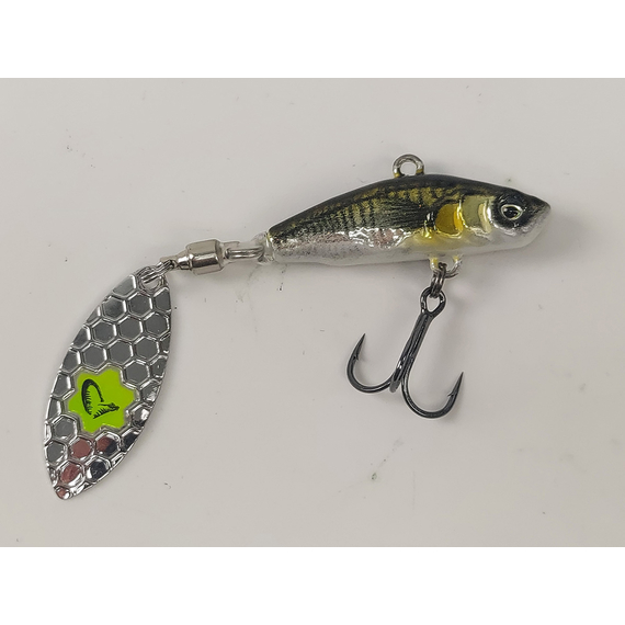 Тейл-спінер Savage Gear 3D Sticklebait Tailspin 73mm 13.0g Green Silver Ayu, фото , изображение 2