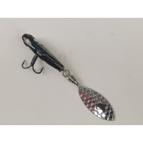 Тейл-спінер Savage Gear 3D Sticklebait Tailspin 65mm 9.0g Black Silver, фото , изображение 7