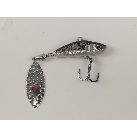 Тейл-спінер Savage Gear 3D Sticklebait Tailspin 65mm 9.0g Black Silver, фото , изображение 2